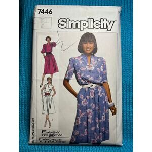 Simplicity Sewing Pattern 7446 shirt dress knee length size 16